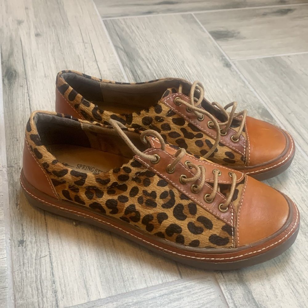 Spring Step Women's Brown Tan L’Artiste Leopard Oxford Shoes Size 35